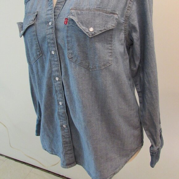 Levi's 2-Tone 100% Cotton Western Denim Pearl Snap Relaxed Button Down - Picture 8 of 16